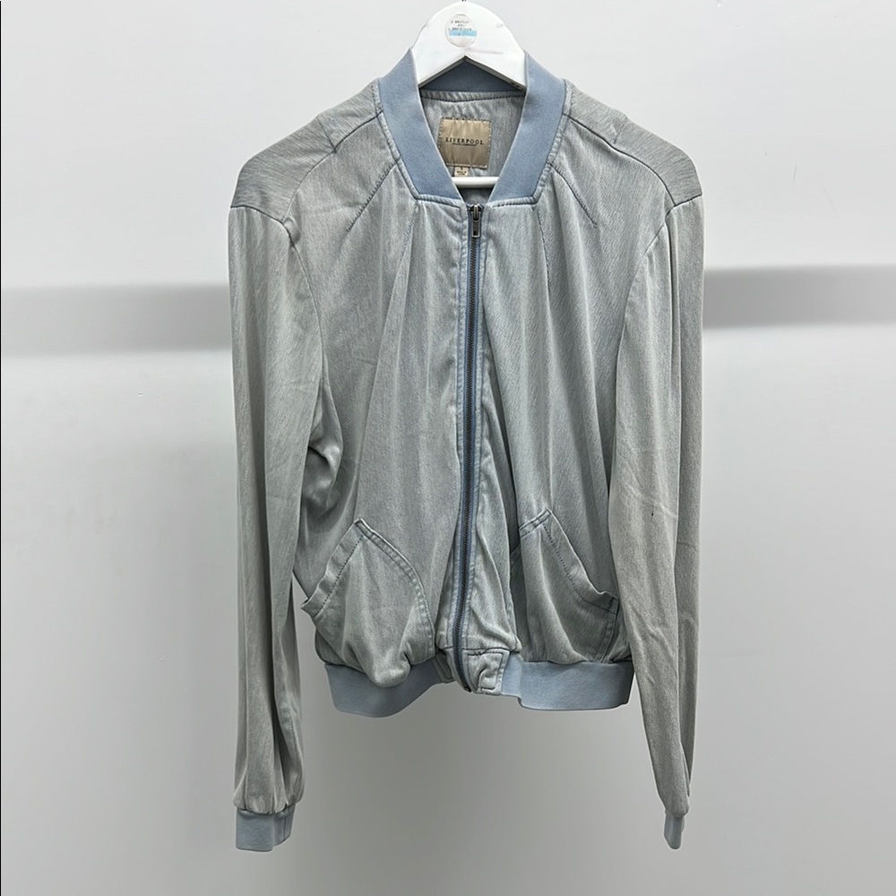 Faux Denim Bomber Jacket